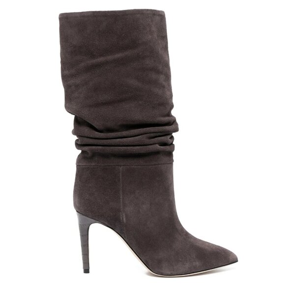 $750 PARIS TEXAS 90mm heeled suede boots SLOUCHY POINTY TOE 39 (MG7)